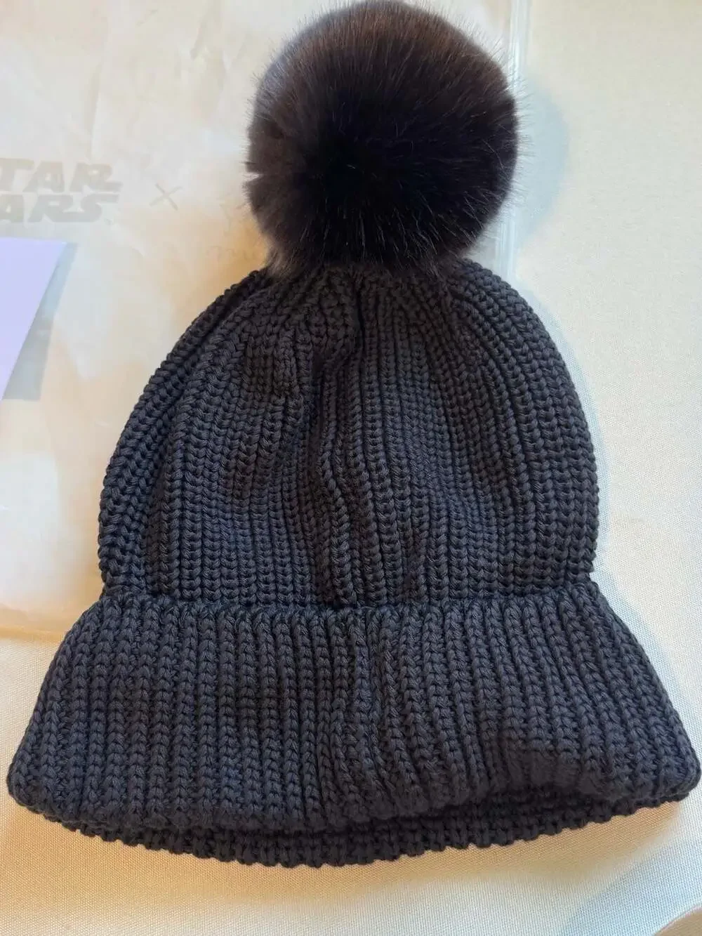 Star Wars Mandalorian Grogu Love Your Melon Knit Beanie Hat NWT Charcoal